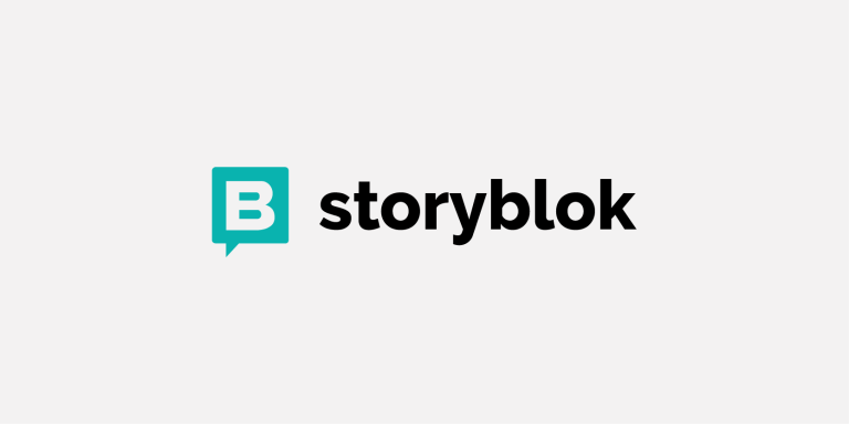 Logo von Storyblok auf hellgrauen Hintergrund
